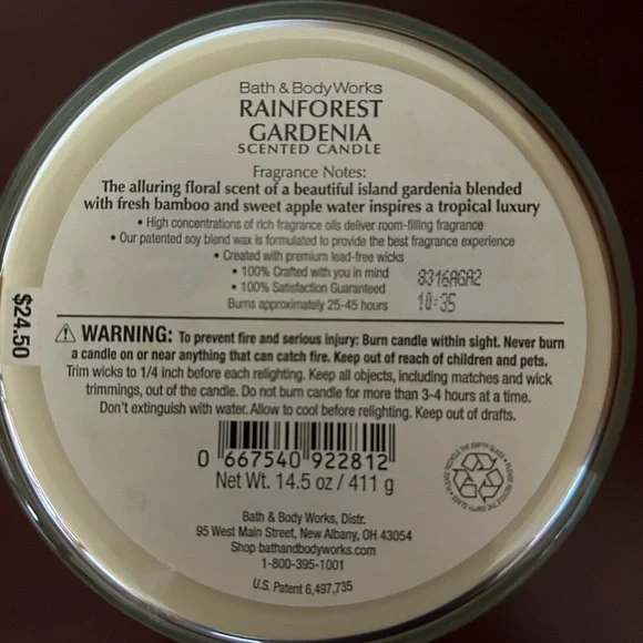 New Bath & Body Works Rainforest Gardenia 3 Wick Candle - Picture 3 of 3